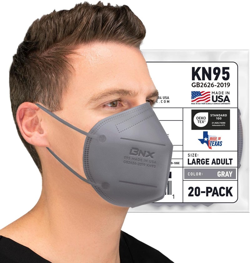 AccuMed BNX KN95 Face Masks Made in USA (Adult Large, Adult Medium, Kids Small) (Earloop) (Model: E95/E95M/E95S) - Image 1